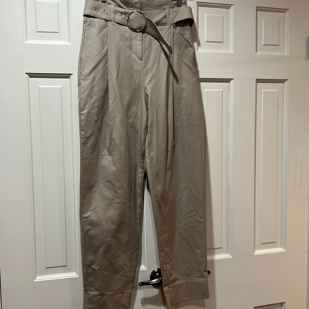 Elegant Tan Belted Pantsuit